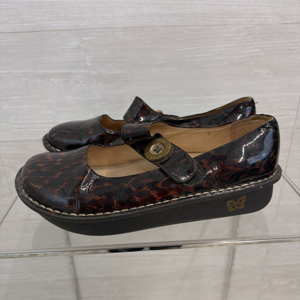 Alegria Patent Leather Leopard Print Paloma Mary Jane Shoes 10