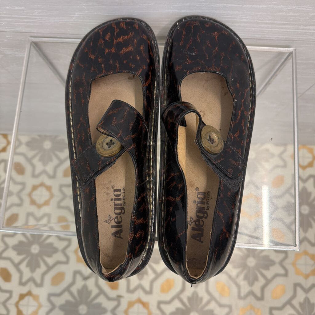 Alegria Patent Leather Leopard Print Paloma Mary Jane Shoes 10