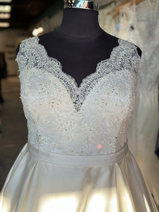 Michelle Bridal Lace Top Satin Dress 22