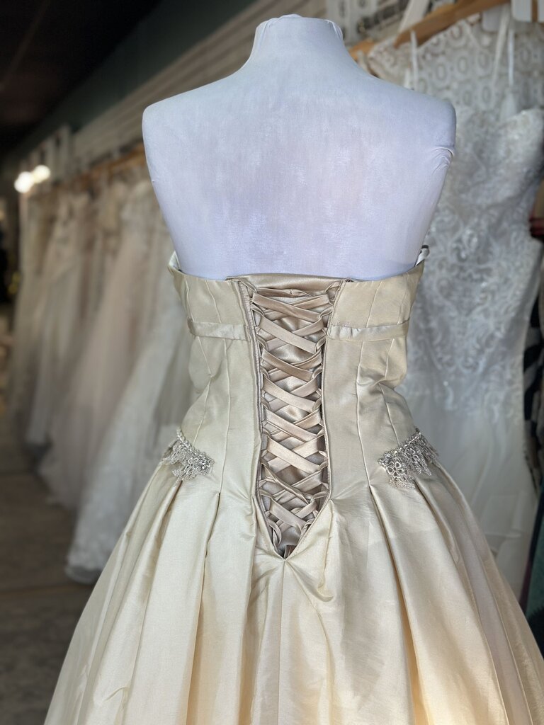 Moonlight Light Gold Fitted Bodice A Line Bridal Gown 12