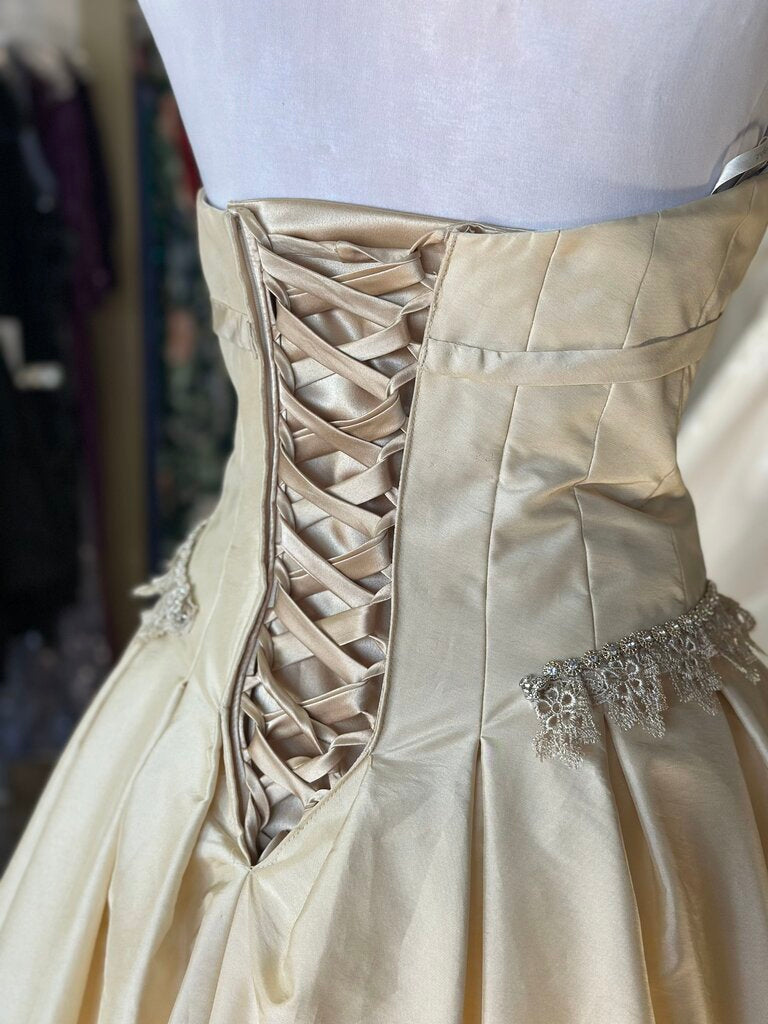 Moonlight Light Gold Fitted Bodice A Line Bridal Gown 12