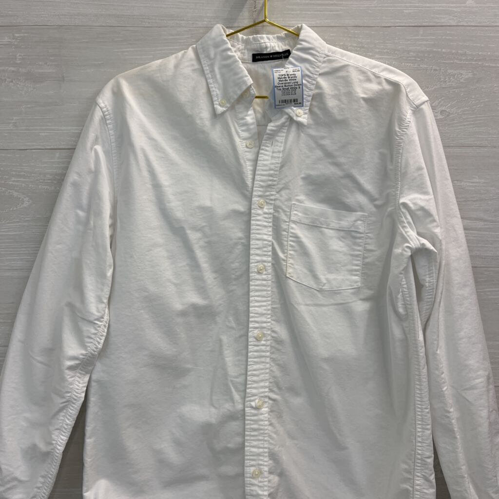 Brandy Melville White Oversized Long Sleeve Button Down Top Small
