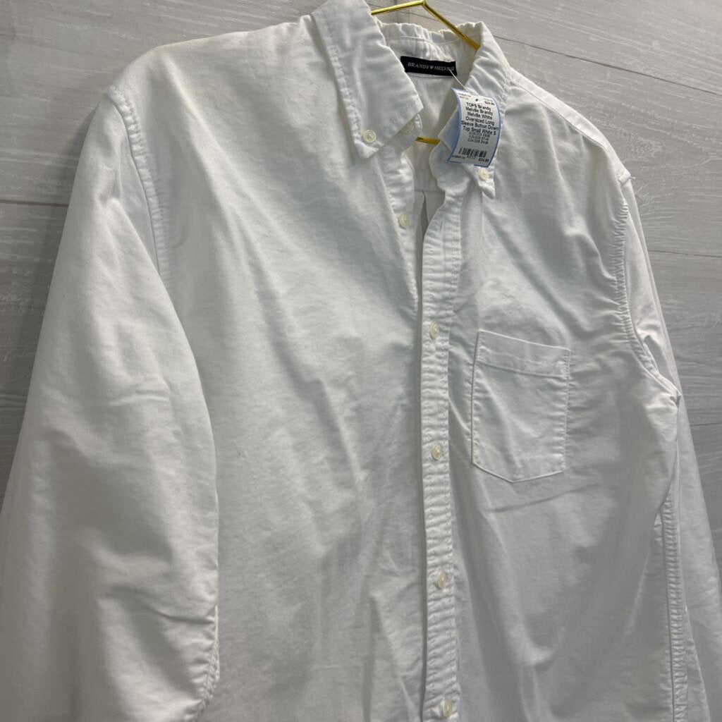 Brandy Melville White Oversized Long Sleeve Button Down Top Small