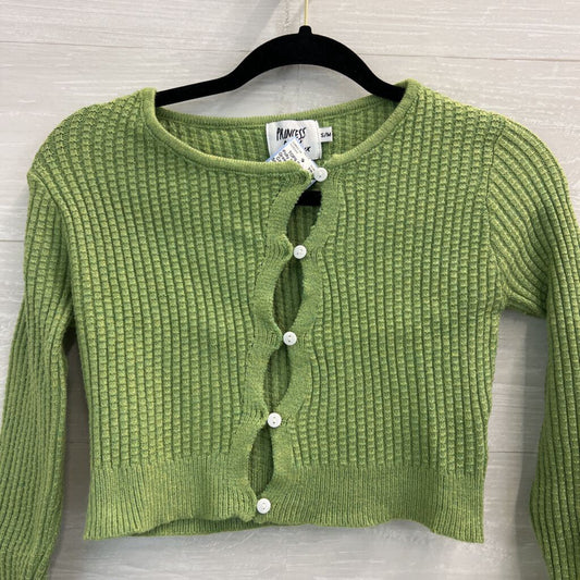 Princess Polly Green Knit Cropped Cardigan Sweater Small/ Medium