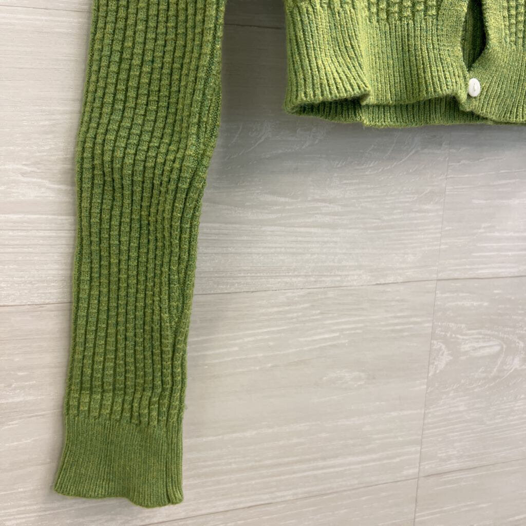 Princess Polly Green Knit Cropped Cardigan Sweater Small/ Medium