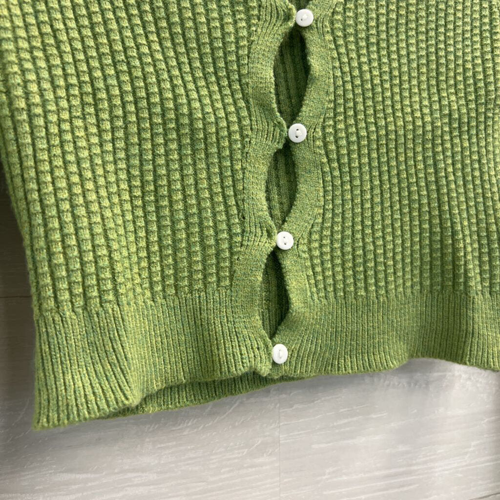 Princess Polly Green Knit Cropped Cardigan Sweater Small/ Medium