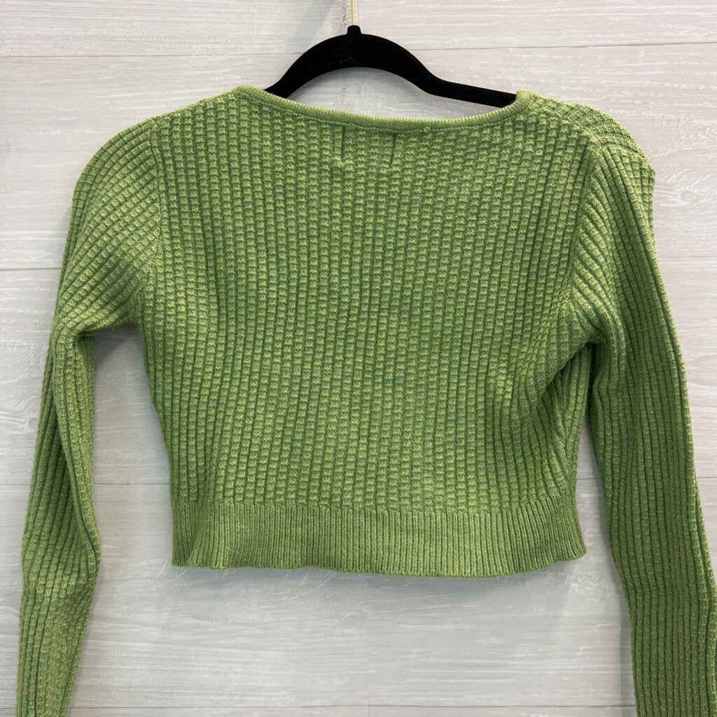 Princess Polly Green Knit Cropped Cardigan Sweater Small/ Medium
