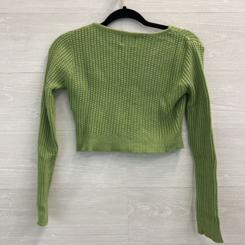 Princess Polly Green Knit Cropped Cardigan Sweater Small/ Medium