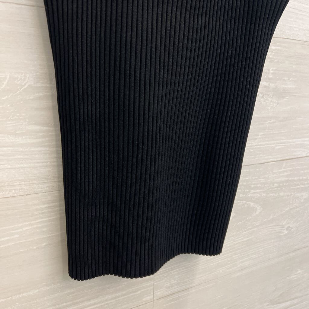 Cami Black Cut Out Front Ribbed Mock Neck Tank Top Small