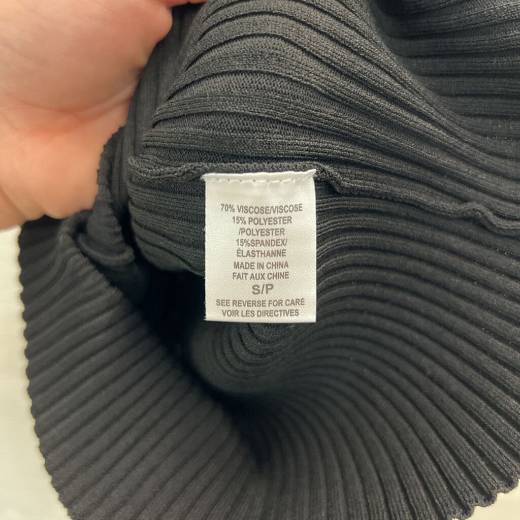 Cami Black Cut Out Front Ribbed Mock Neck Tank Top Small