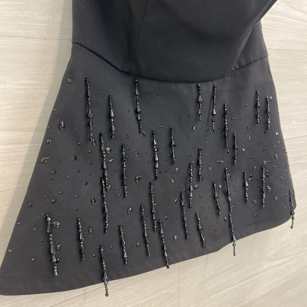 H&M Edition Black Strapless Beaded Fringe Top Small