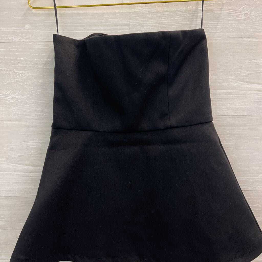 H&M Edition Black Strapless Beaded Fringe Top Small