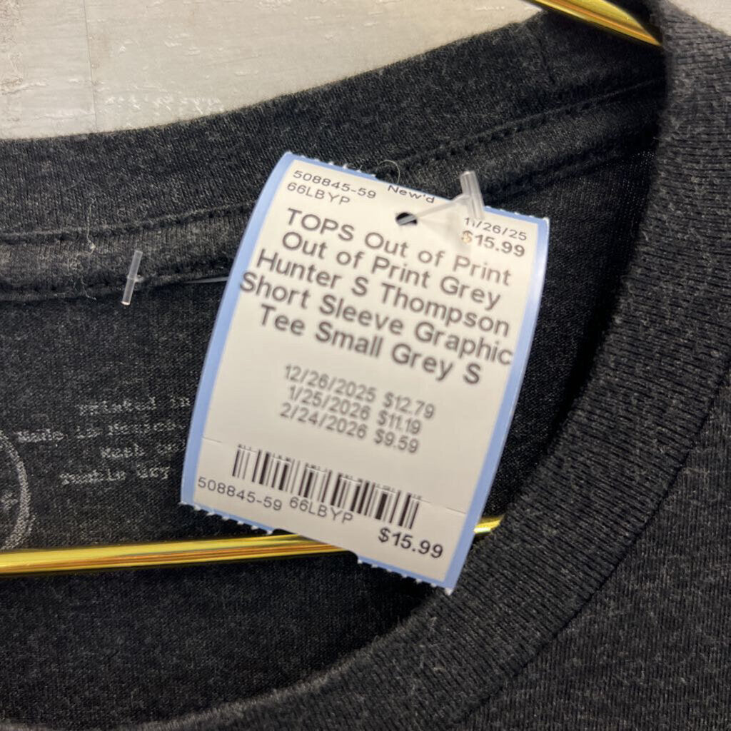 Out of Print Grey Hunter S Thompson Short Sleeve Graphic Tee Small