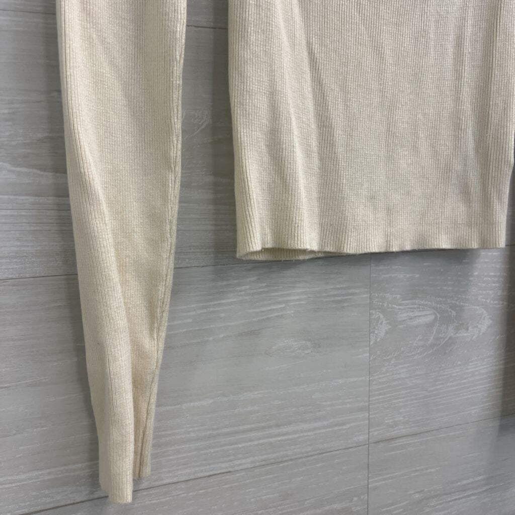 Emory Park Cream Ribbed Long Sleeve Top Small