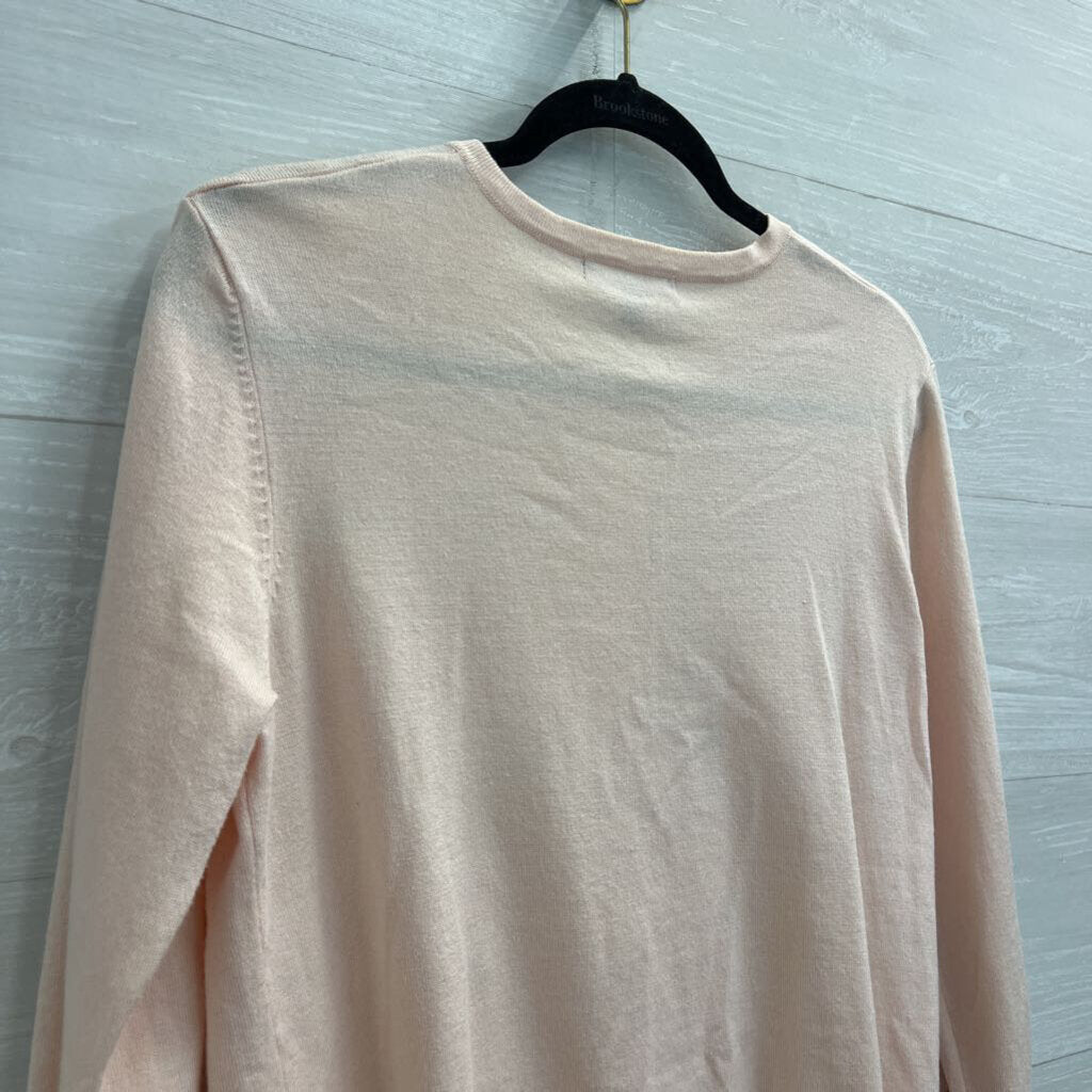 Cable and Gauge Pink Embroidered Flower Bee Cardigan Sweater Extra Large