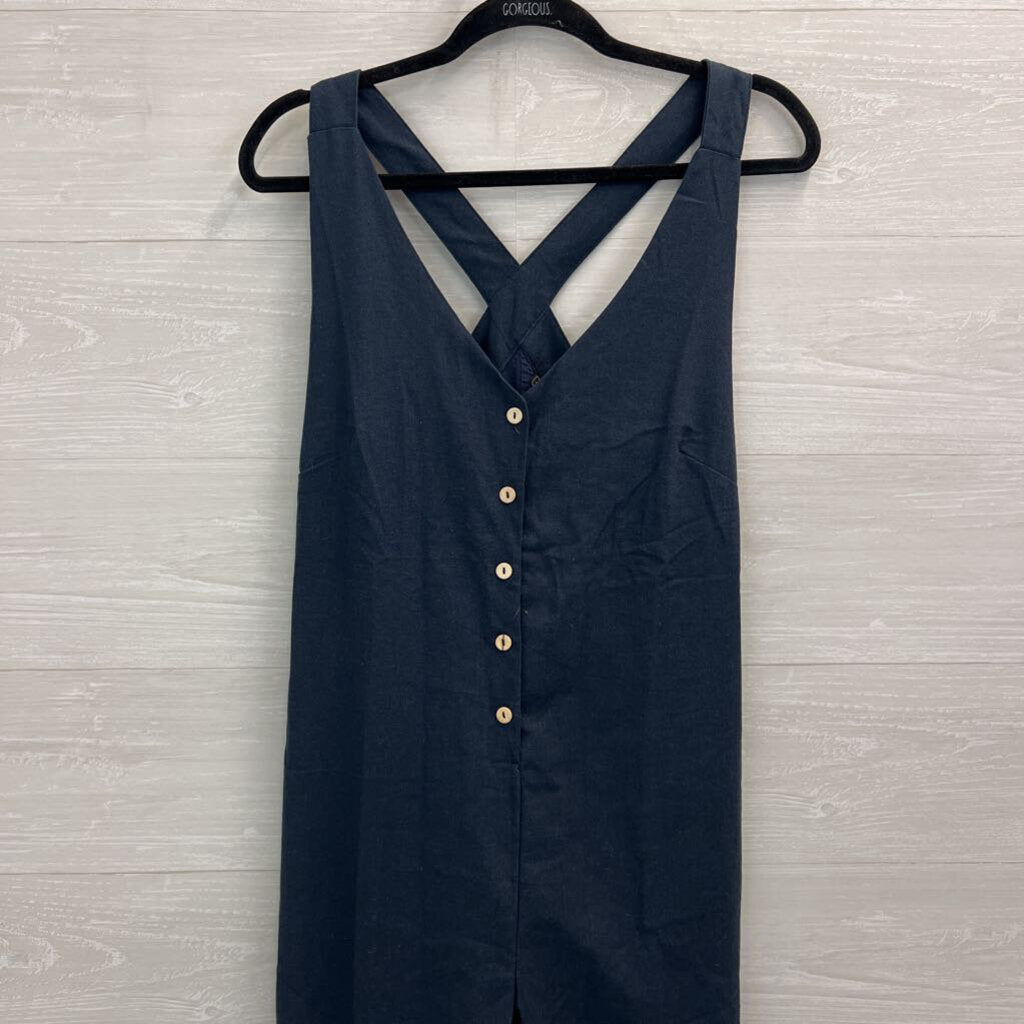 Bella Donna Navy Button Front Jumpsuit Small