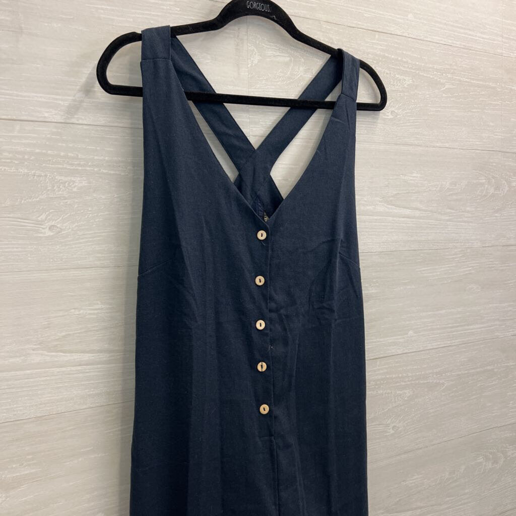 Bella Donna Navy Button Front Jumpsuit Small