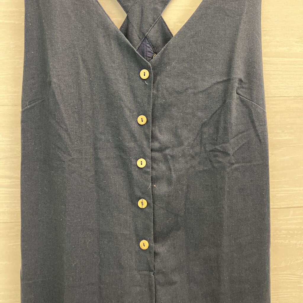 Bella Donna Navy Button Front Jumpsuit Small