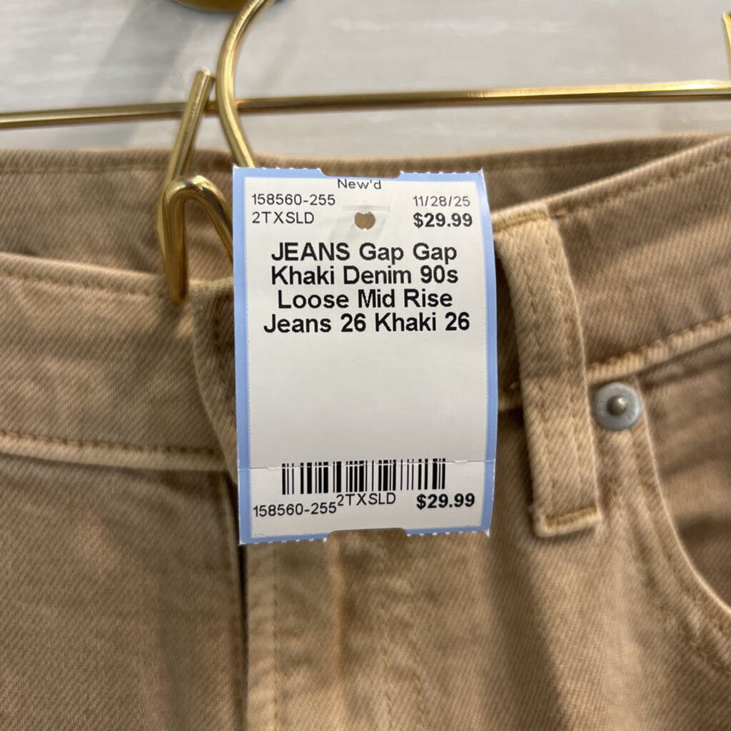 Gap Khaki Denim 90s Loose Mid Rise Jeans 26