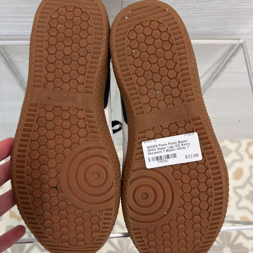 Puma Black/ White Super Liga OG Retro Sneakers 7