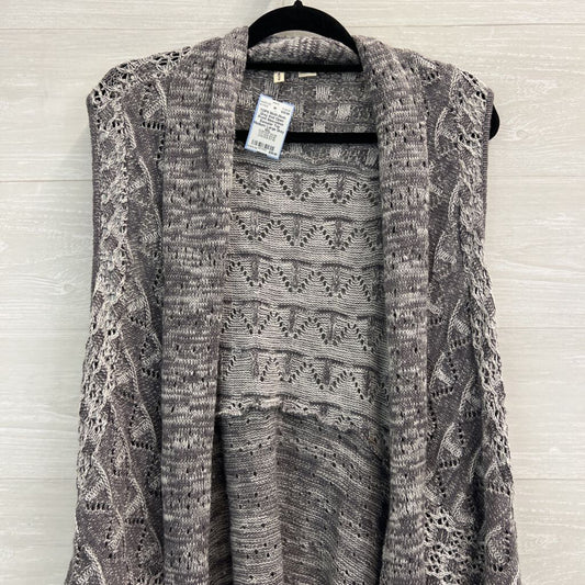 Moth Grey Knit Open Front Sleeveless Sweater Top Medium/ Large