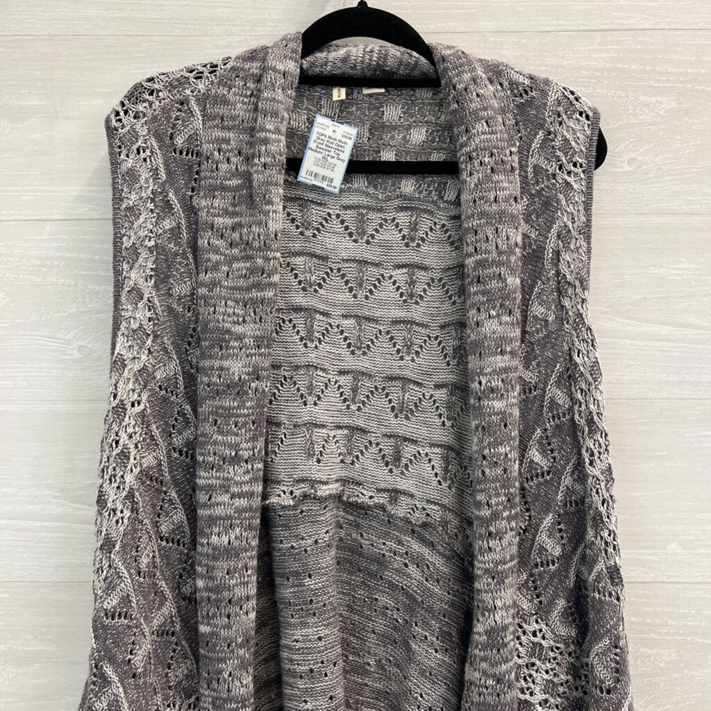 Moth Grey Knit Open Front Sleeveless Sweater Top Medium/ Large