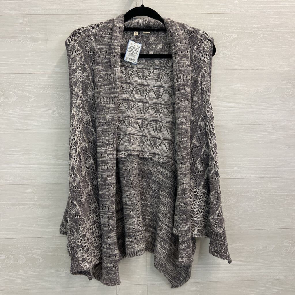 Moth Grey Knit Open Front Sleeveless Sweater Top Medium/ Large