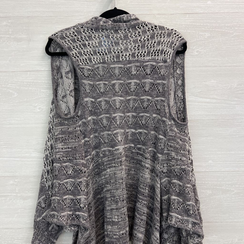 Moth Grey Knit Open Front Sleeveless Sweater Top Medium/ Large