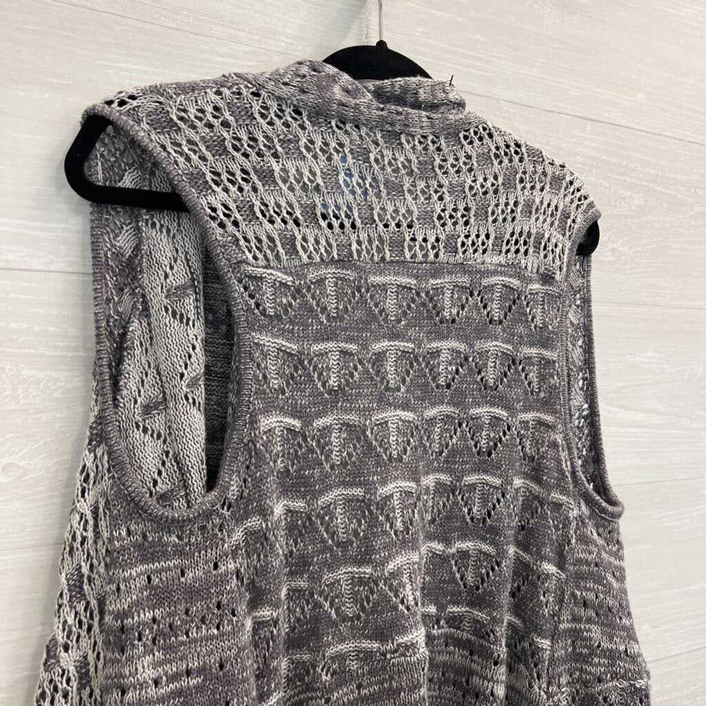 Moth Grey Knit Open Front Sleeveless Sweater Top Medium/ Large