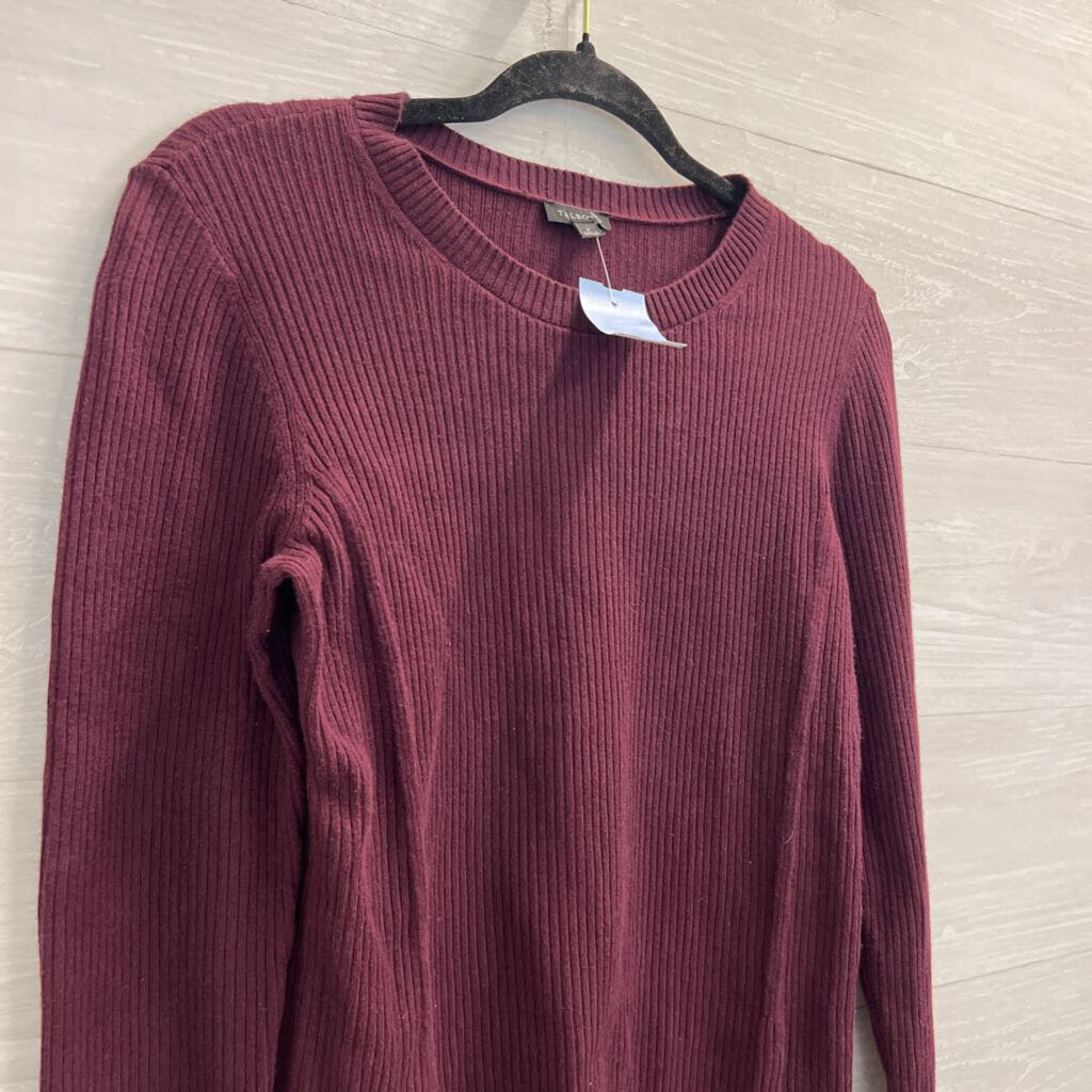 Talbots Burgundy Ribbed Long Sleeve Top Small