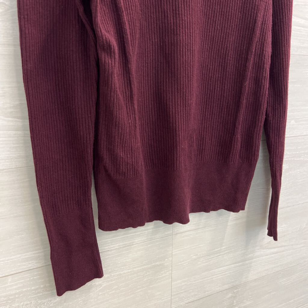 Talbots Burgundy Ribbed Long Sleeve Top Small