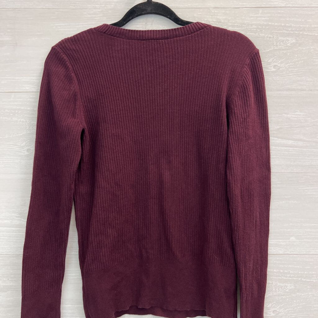 Talbots Burgundy Ribbed Long Sleeve Top Small
