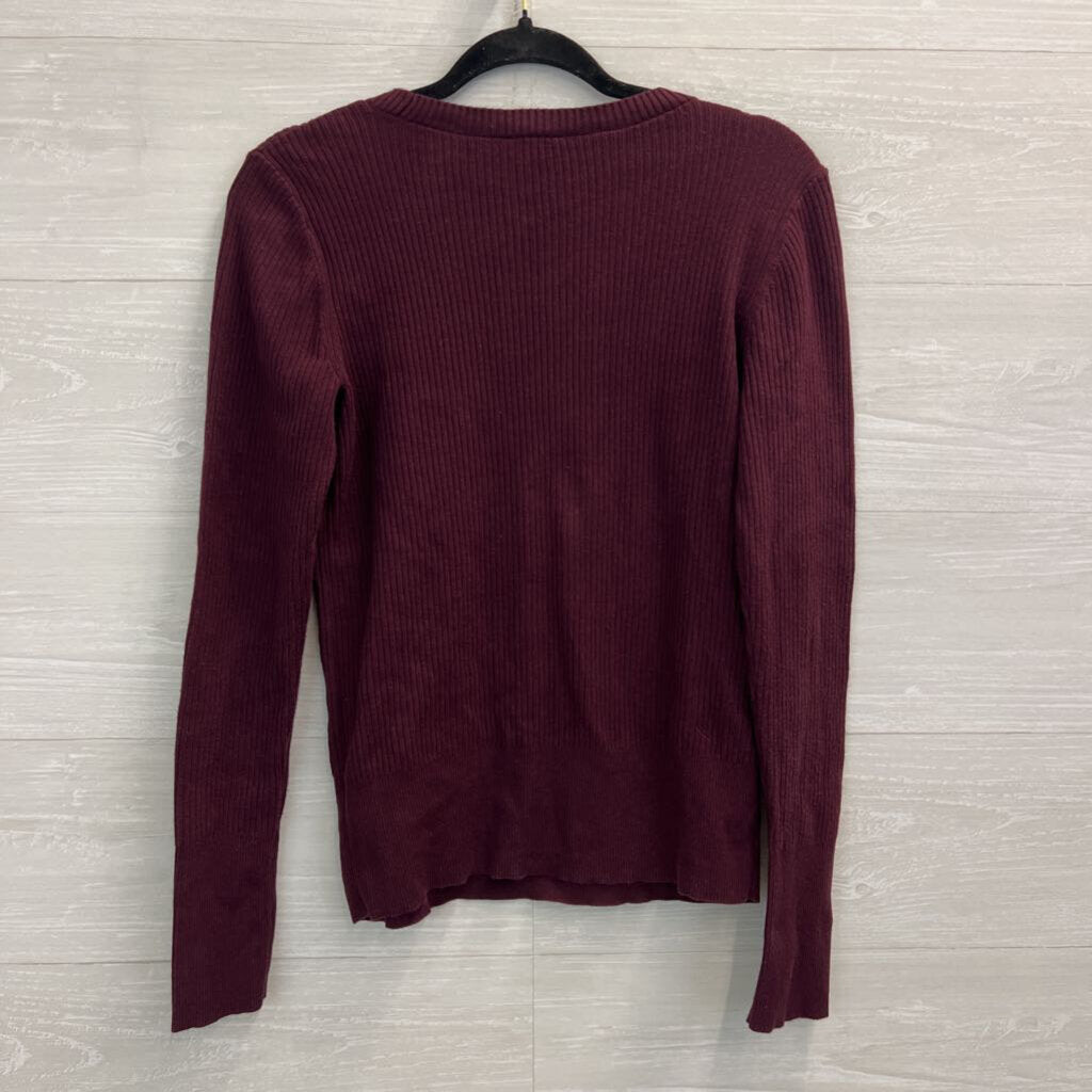 Talbots Burgundy Ribbed Long Sleeve Top Small