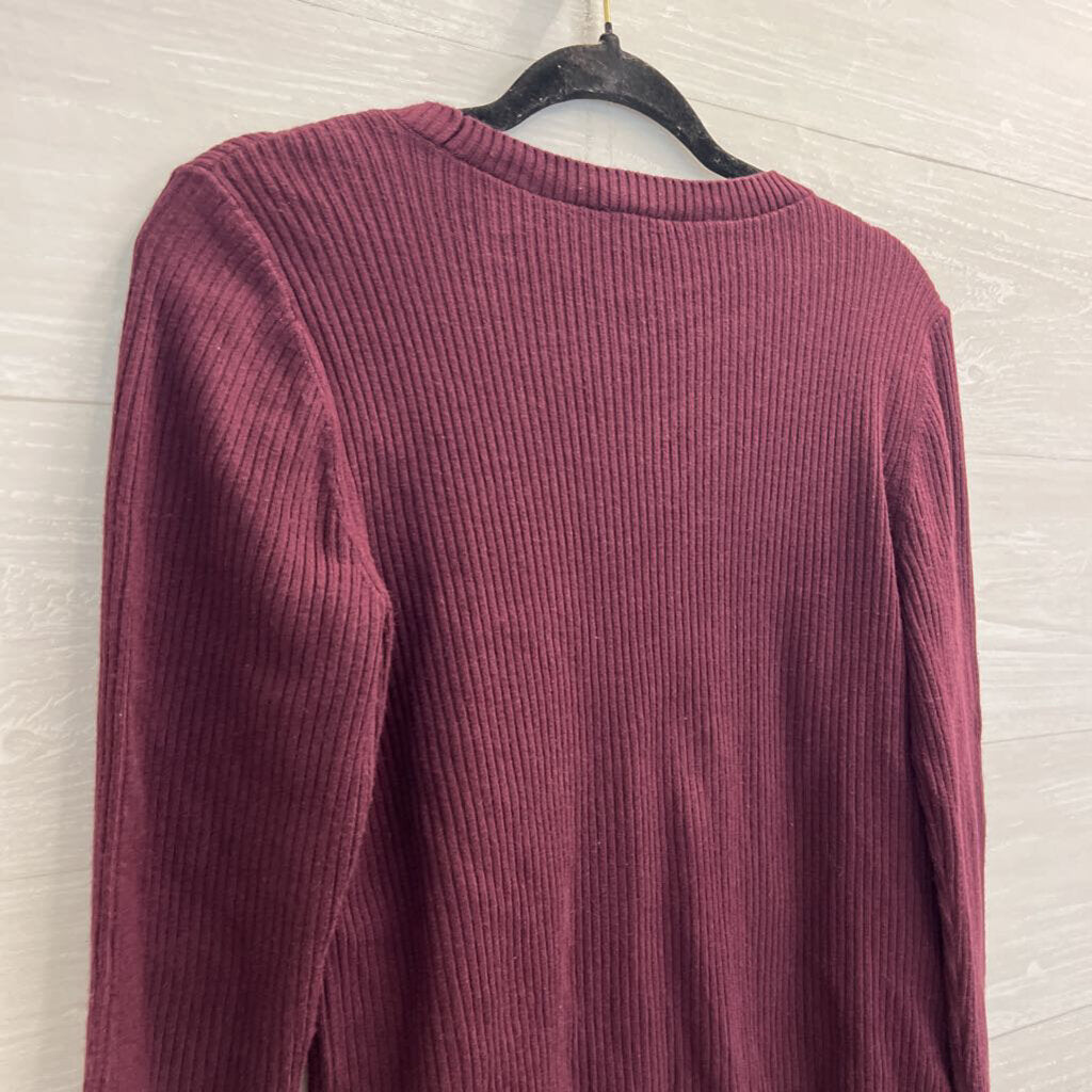 Talbots Burgundy Ribbed Long Sleeve Top Small