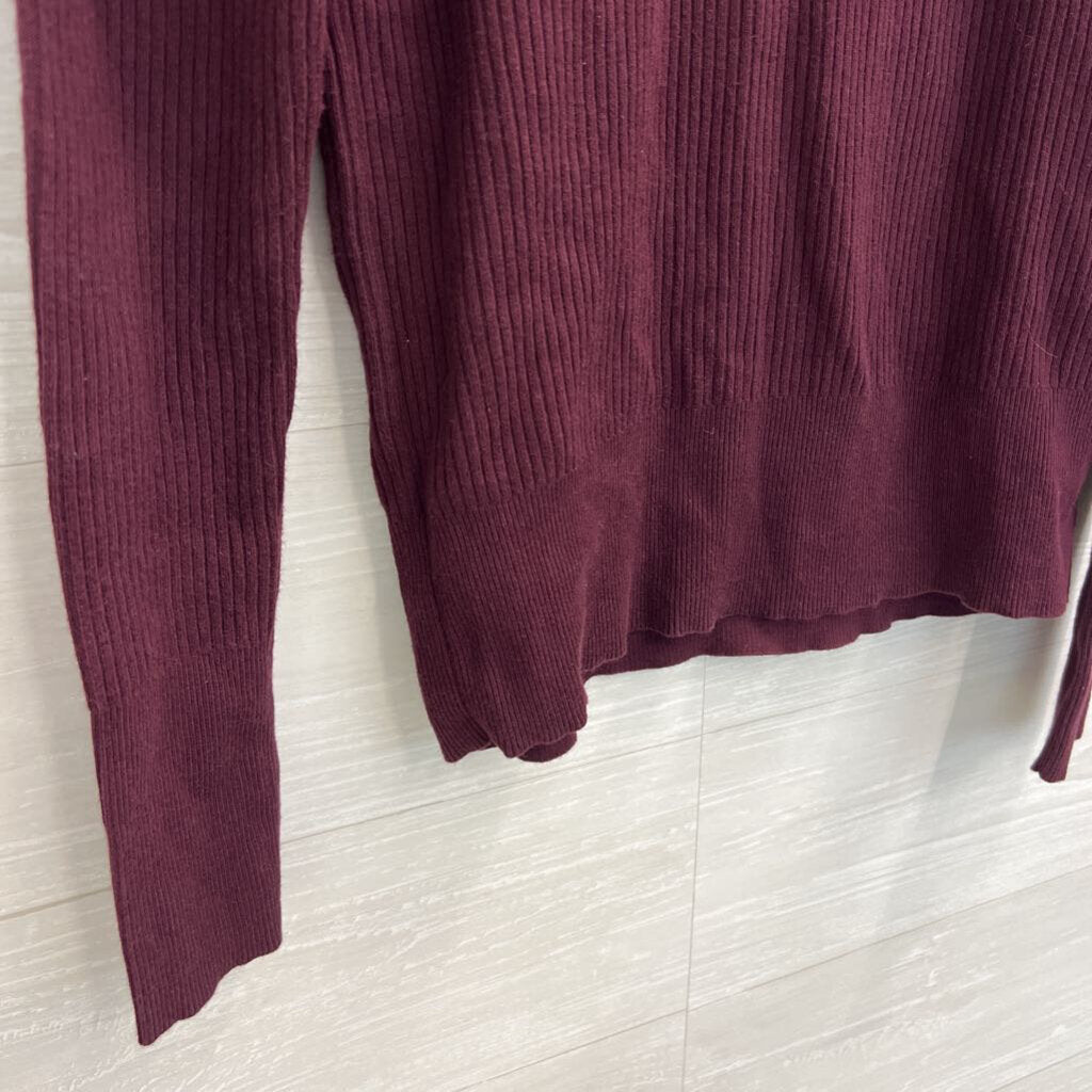 Talbots Burgundy Ribbed Long Sleeve Top Small