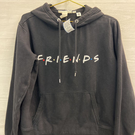 H&M Black/ Multi Embroidered Friends Cropped Hoodie Medium