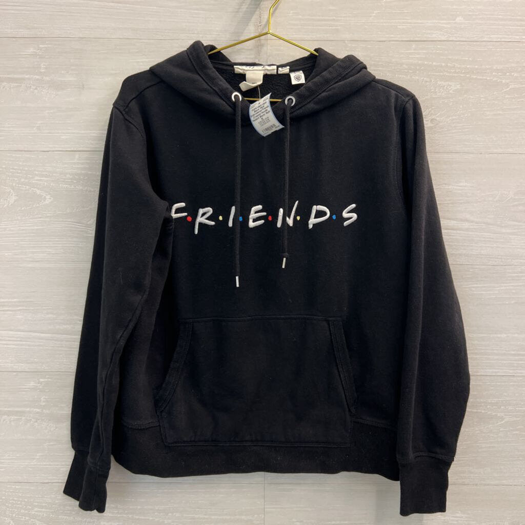 H&M Black/ Multi Embroidered Friends Cropped Hoodie Medium