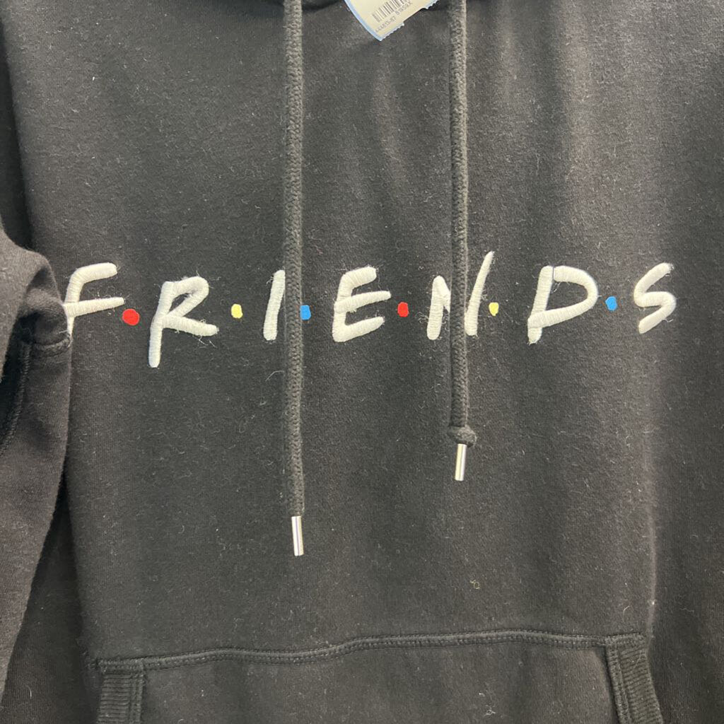 H&M Black/ Multi Embroidered Friends Cropped Hoodie Medium