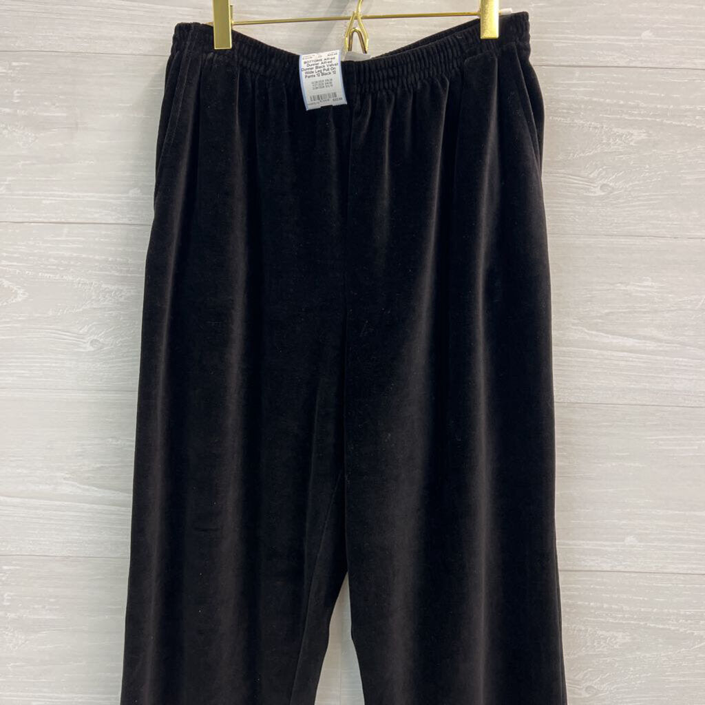 Alfred Dunner Black Velvet Wide Leg Pull On Pants 12