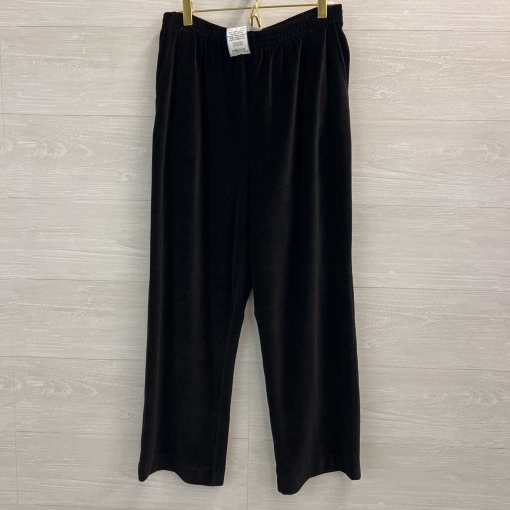 Alfred Dunner Black Velvet Wide Leg Pull On Pants 12