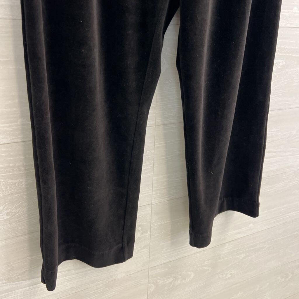 Alfred Dunner Black Velvet Wide Leg Pull On Pants 12