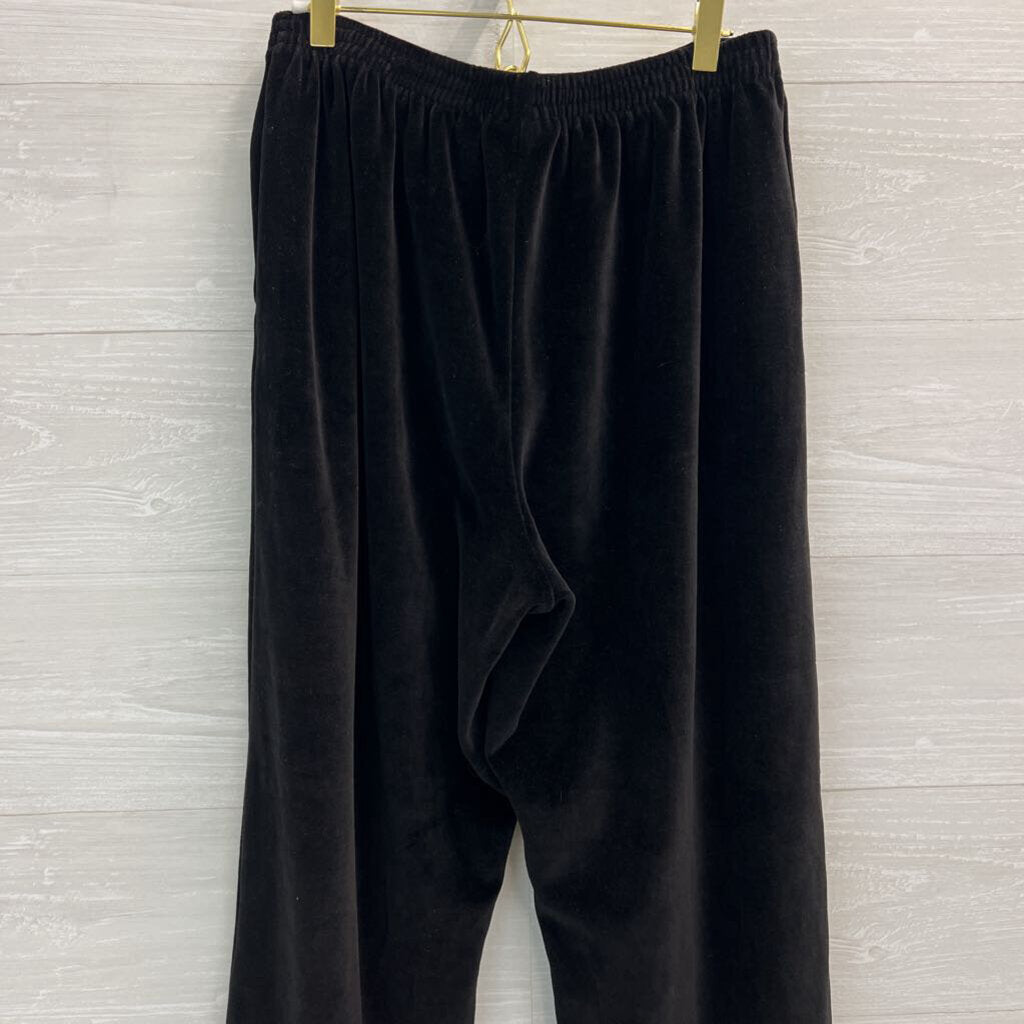 Alfred Dunner Black Velvet Wide Leg Pull On Pants 12
