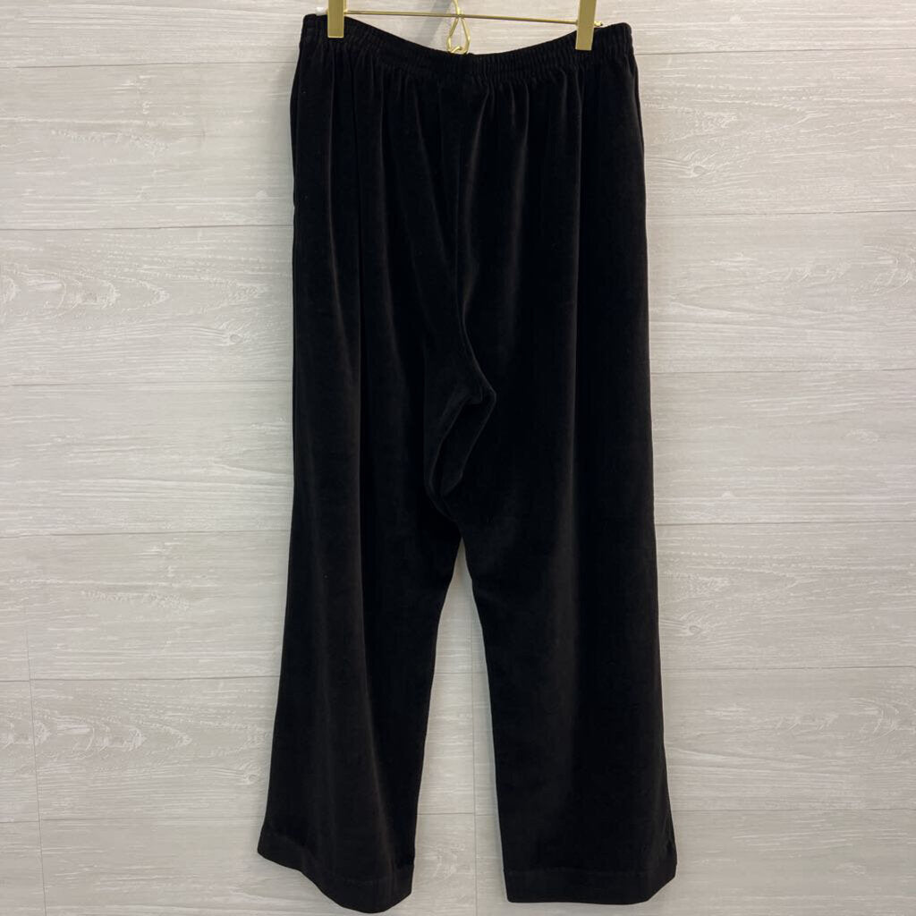 Alfred Dunner Black Velvet Wide Leg Pull On Pants 12