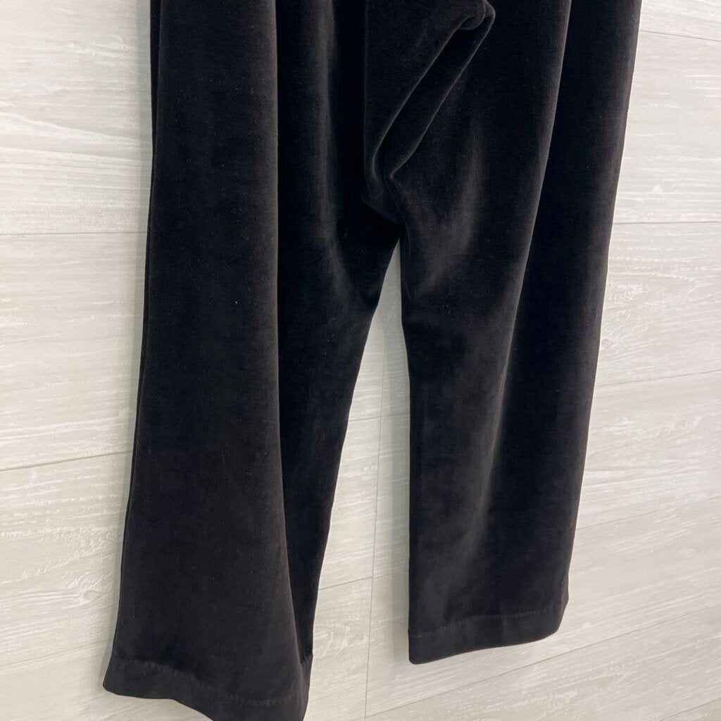Alfred Dunner Black Velvet Wide Leg Pull On Pants 12