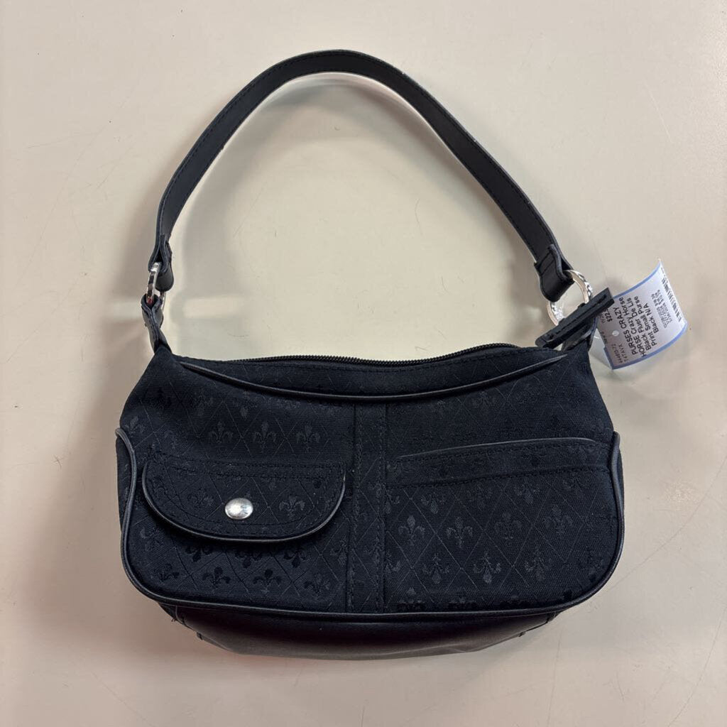 Crazy Horse Black Fluer De Lis Print Small Purse