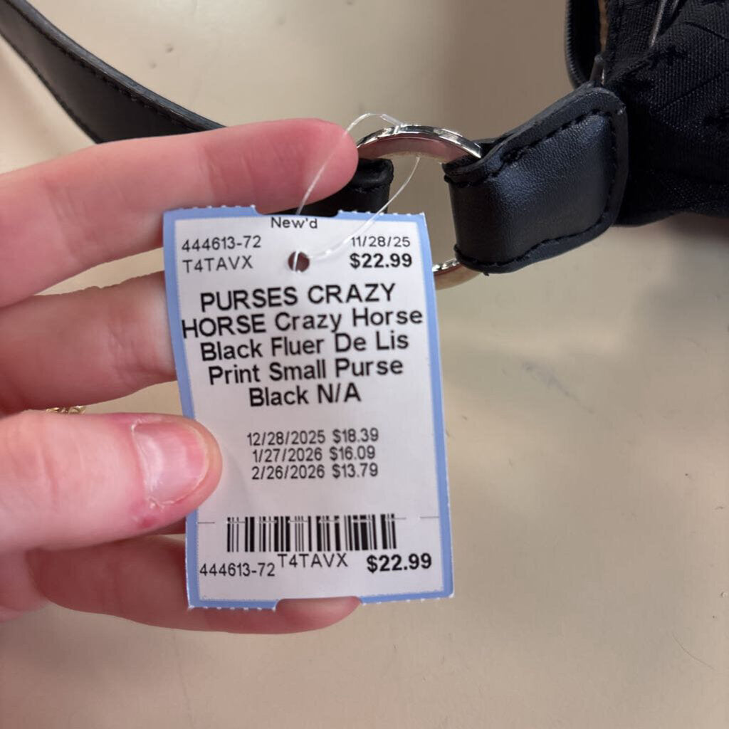 Crazy Horse Black Fluer De Lis Print Small Purse