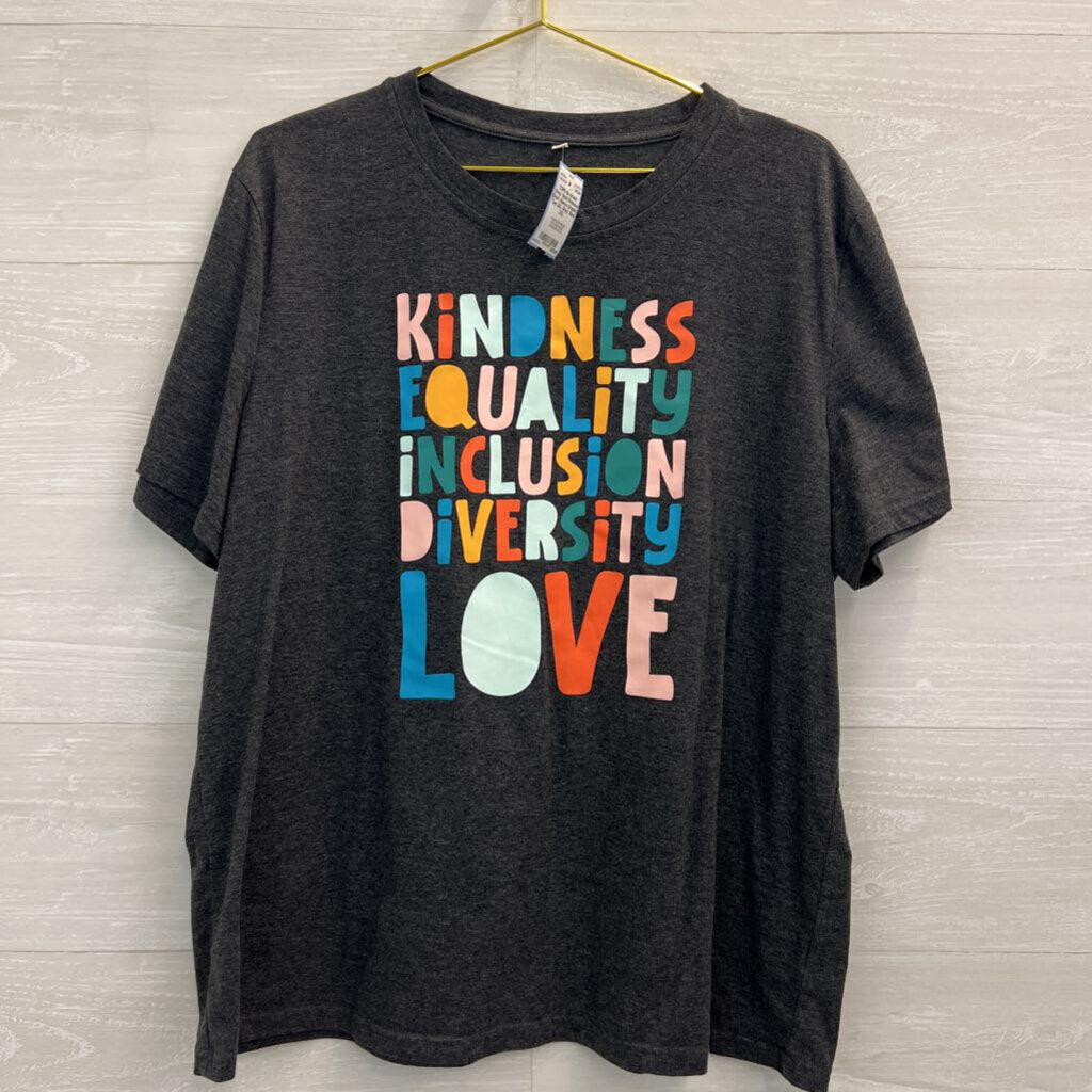 Grey/ Multi Kindness Short Sleeve Graphic Tee 2XL