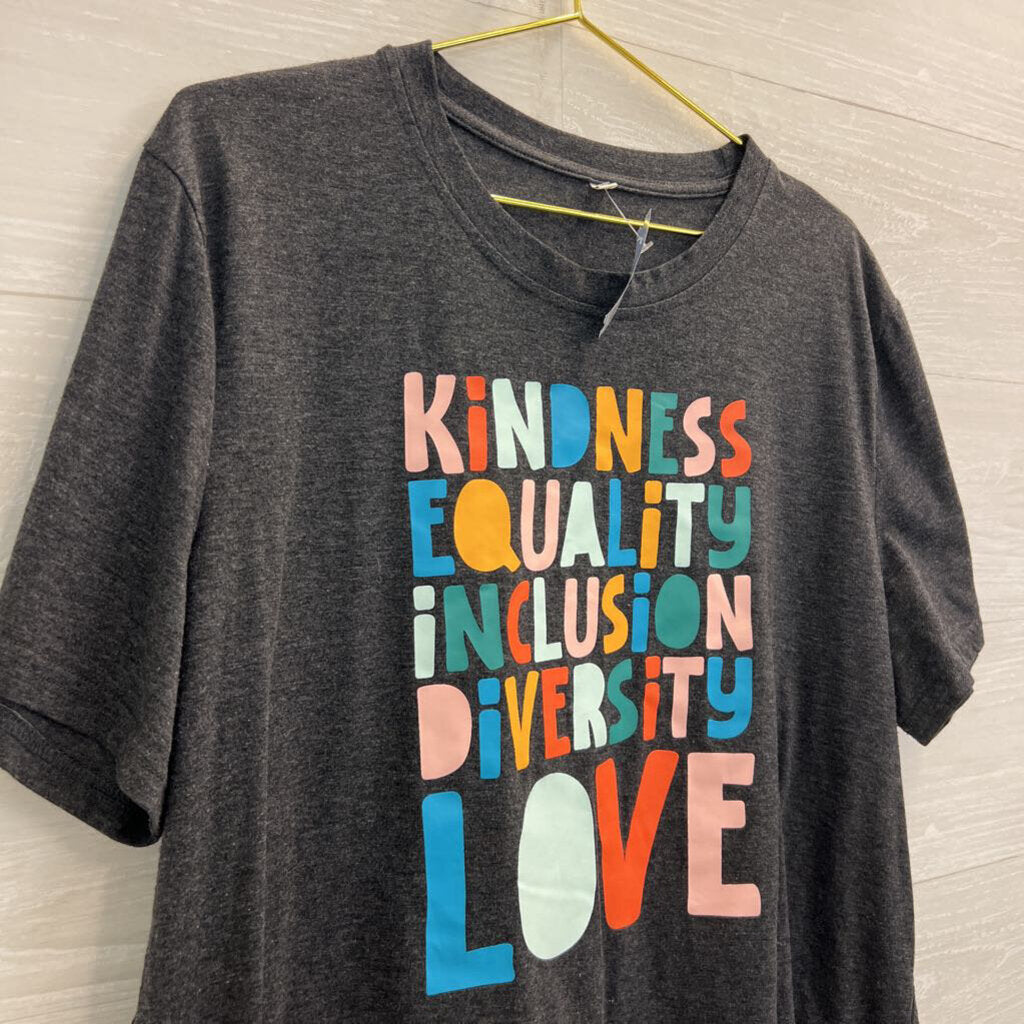 Grey/ Multi Kindness Short Sleeve Graphic Tee 2XL