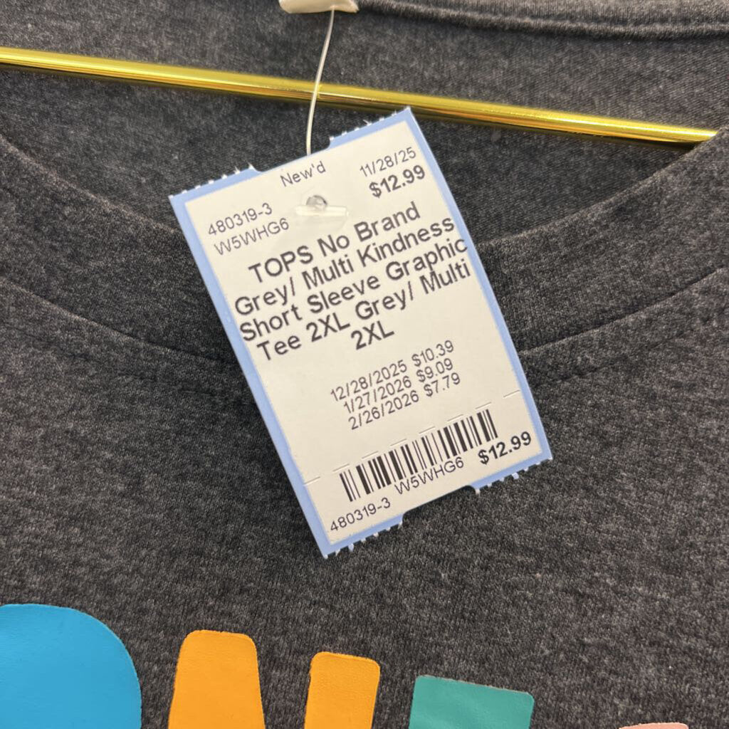 Grey/ Multi Kindness Short Sleeve Graphic Tee 2XL