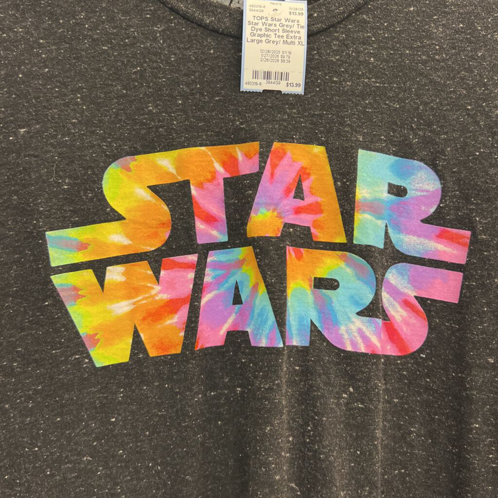 Star Wars Grey/ Tie Dye Short Sleeve Graphic Tee Extra Large